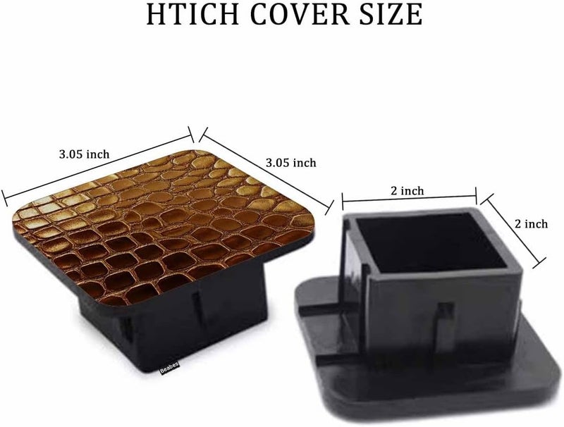Beabes Tow Hitch Covers Crocodile Skin, Tint Golden Crocodile Skin Texture Auto 2 Inch Trailer Hitch Cover Plug Cap Insert Receiver Tube Hitch Covers for Most Cars Trucks SUVs - Image 2